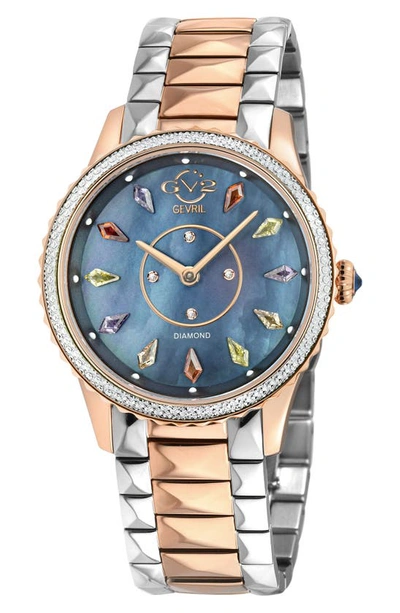 Gv2 Siena Swiss Quartz Diamond Embellished Bracelet Watch In Two Tone
