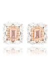 Suzy Levian Sterling Silver Emerald Cut Cz Stud Earrings In Pink