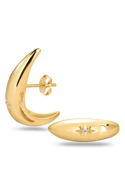 Gabi Rielle 14k Gold Plate Sterling Silver Cz Stargazer Cuff Stud Earrings