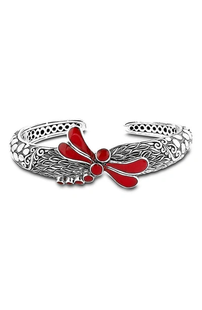 Samuel B. Coral Dragonfly Cuff Bracelet In Red
