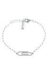 Samuel B. White Topaz Paper Clip Charm Bracelet In White/ Silver