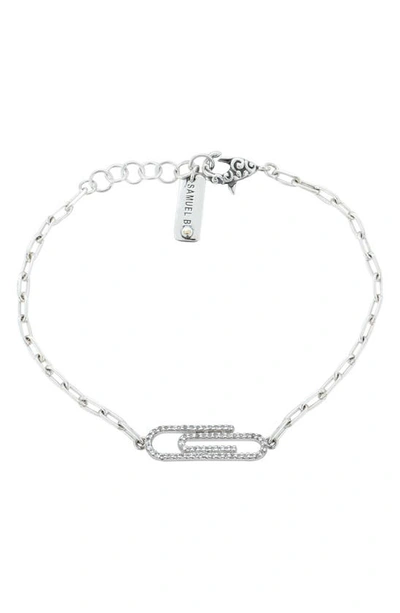 Samuel B. White Topaz Paper Clip Charm Bracelet In White/ Silver