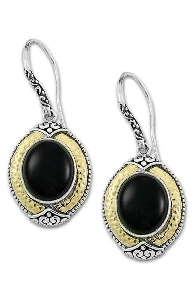 Samuel B. Sterling Silver & 18k Yellow Gold Onyx Drop Earrings In Black