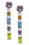 Samuel B. Multi Stone Drop Earrings In Silver/ Purple Multi