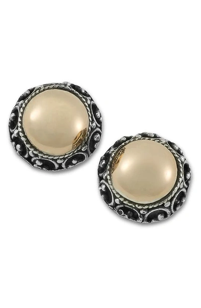 Samuel B. Sterling Silver & 18k Rose Gold Button Stud Earrings In Silver And Rose Gold