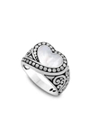 Samuel B. Heart Ring In Silver/ White