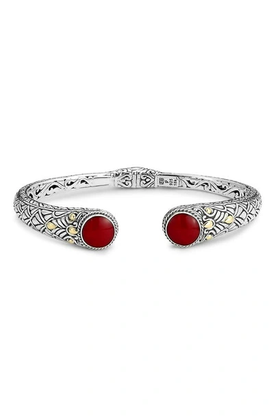 Samuel B. Sterling Silver & 18k Gold Semiprecious Stone Bangle Bracelet In Red