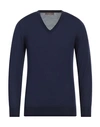 Cruciani Man Sweater Navy Size 48 Cashmere, Silk In Navy Blue