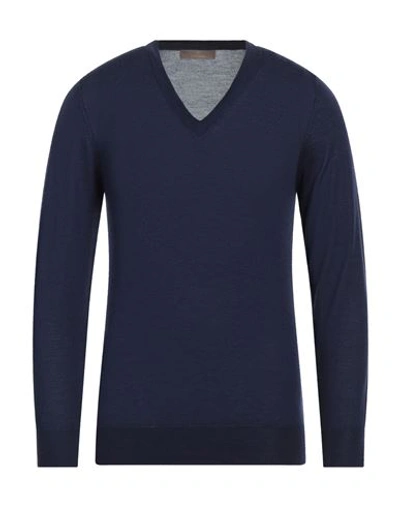 Cruciani Man Sweater Navy Blue Size 48 Cashmere, Silk
