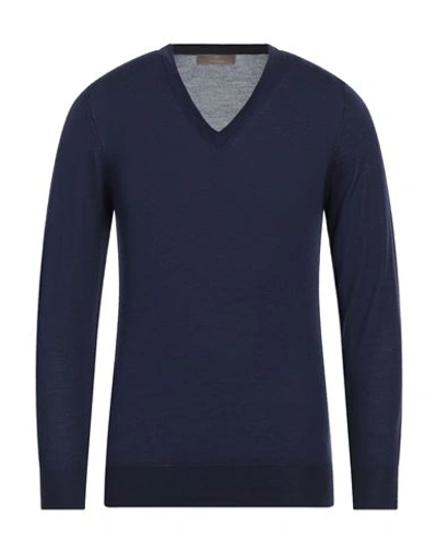 Cruciani Man Sweater Navy Size 48 Cashmere, Silk In Navy Blue