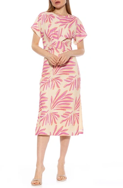 Alexia Admor Cairo Short Sleeve Crossover Waist Midi Dress In Pink