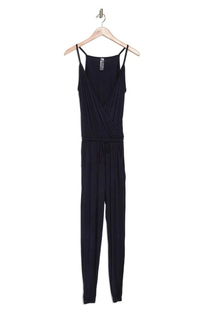 Go Couture Sleeveless Drawstring Waist Jumpsuit In Navy