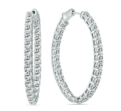 Diana M. 14kt White Gold Diamond In-out Round Hoop Earrings Comprised Of 5.00 Cts Tw
