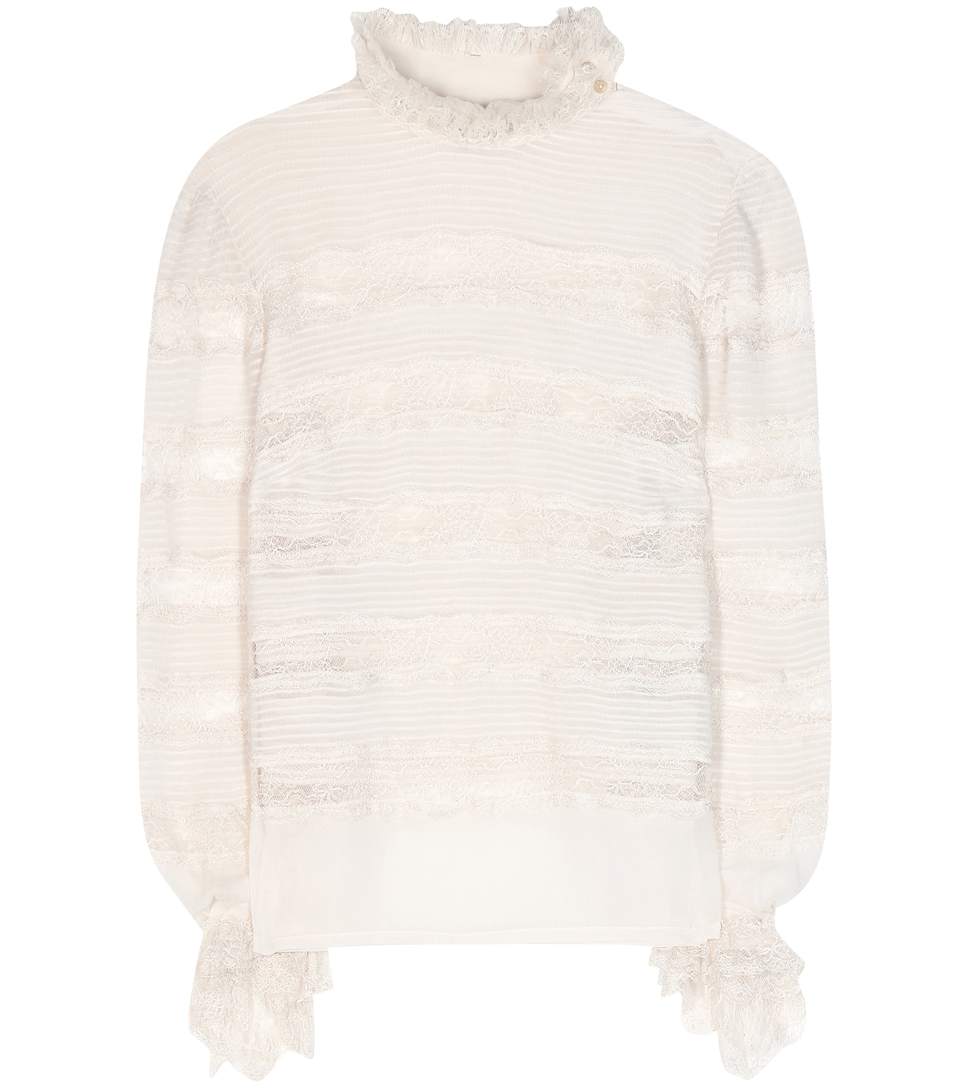 Isabel Marant Lace Silk Blouse In Ecru | ModeSens