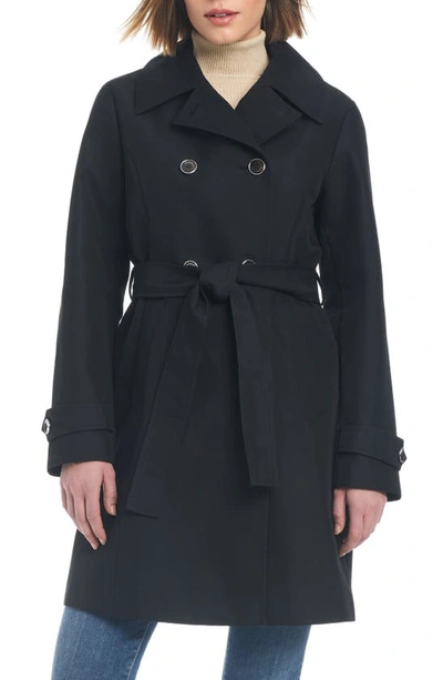 Sanctuary Double Breasted Trench Coat In Black