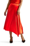 Ted Baker Bolsena Side Drape Satin Midi Skirt In Red