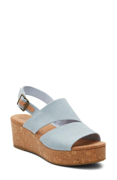 Toms Claudi Platform Wedge Sandal In Pastel Blue Washed Denim