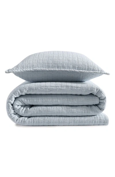 Calvin Klein Essential Washed Jacquard Coverlet In Blue