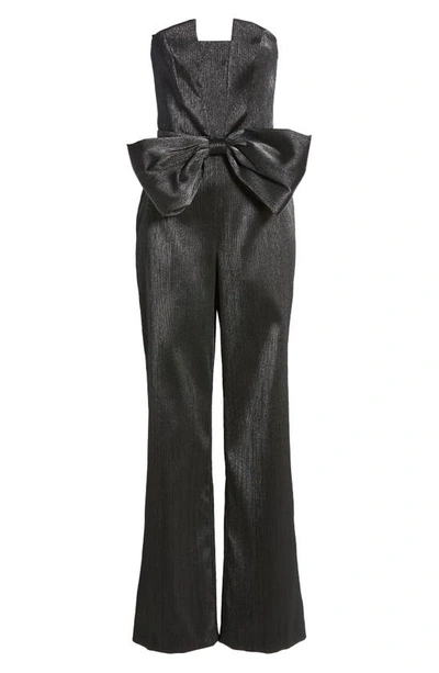 Black Halo Jacie Metallic Bow Waist Strapless Jumpsuit In Lucid Night
