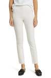 Frank & Eileen Fitzpatrick Raw Hem Pull-on Slim Straight Leg Pants In Antique White
