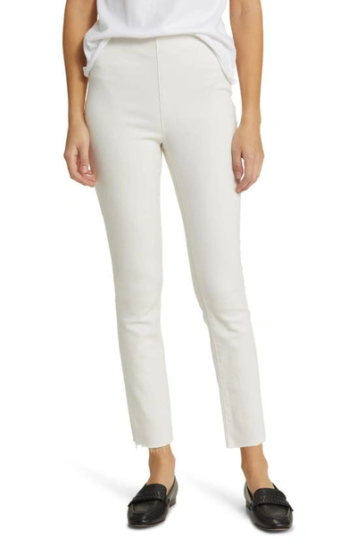 Frank & Eileen Fitzpatrick Raw Hem Pull-on Slim Straight Leg Pants In Antique White