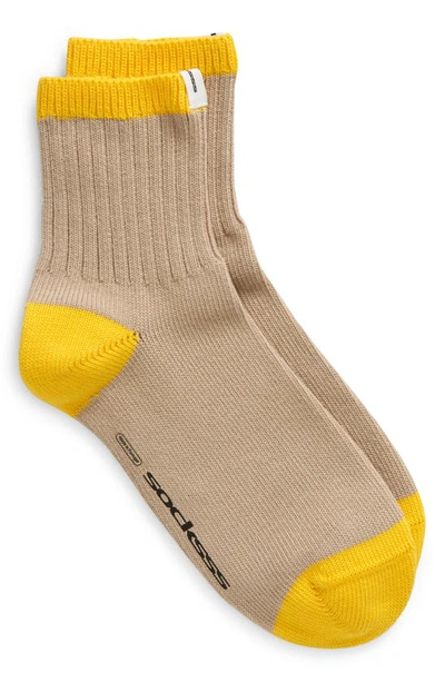 Socksss Organic Cotton Blend Quarter Socks In Banana Fudge