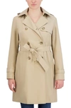 Cole Haan Signature Hooded Trench Coat In Khaki