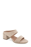 Aerosoles Nika Slide Sandal In Pale Khaki Suede