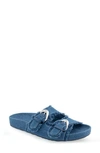 Aerosoles Link Buckle Slide Sandal In Medium Blue Denim