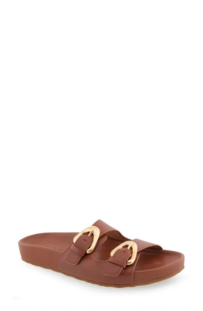 Aerosoles Link Buckle Slide Sandal In Natural Raffia