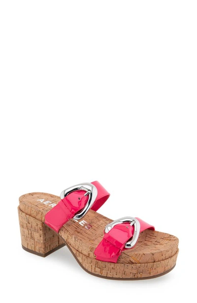 Aerosoles Chance Platform Slide Sandal In Virtual Pink Patent Polyurethane