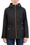 Cole Haan Travel Packable Hooded Rain Jacket In Black