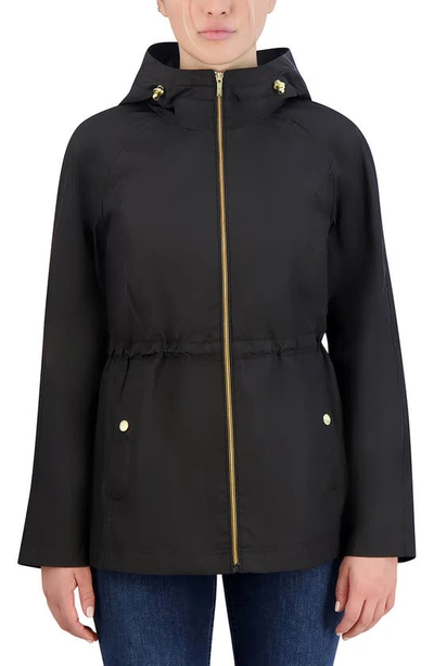 Cole Haan Travel Packable Hooded Rain Jacket In Black