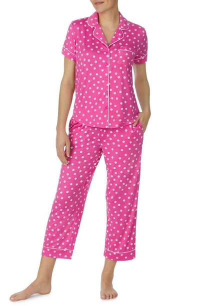 Kate Spade Print Crop Pajamas In Pink Dot