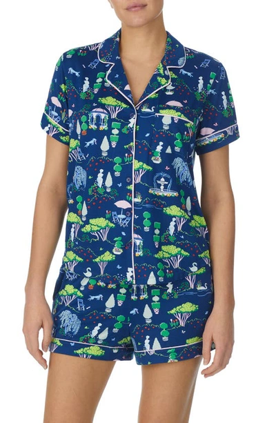 Kate Spade Print Short Pajamas In Navy Print