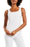 Nic + Zoe Stretch Cotton Shelf Bra Tank In Paper White