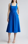 Chelsea28 Sleeveless Corset Bodice Dress In Blue Marmara