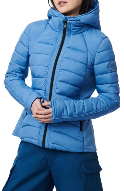 Bernardo Hooded Quilted Water Repellent Jacket In Blue Bell