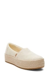 Toms Valcia Platform Espadrille In Natural Undyed Metallic Linen Stripe