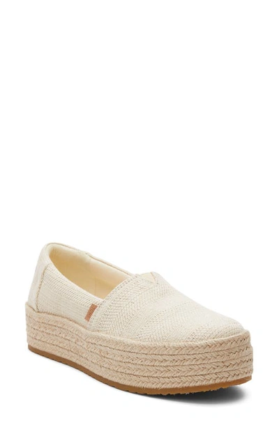 Toms Valcia Platform Espadrille In Natural Undyed Metallic Linen Stripe