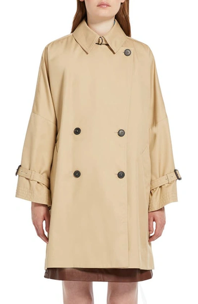 Max Mara Zelante Double Breasted Reversible Raincoat In Beige