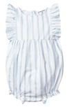 Petite Plume Babies' Stripe Ruffle Romper In Periwinkle Stripe