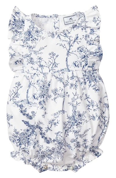 Petite Plume Babies' Timeless Toile Ruffle Trim Cotton Blend One-piece Pajamas