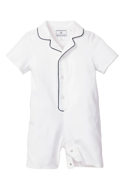 Petite Plume Babies' Button Front Romper In White