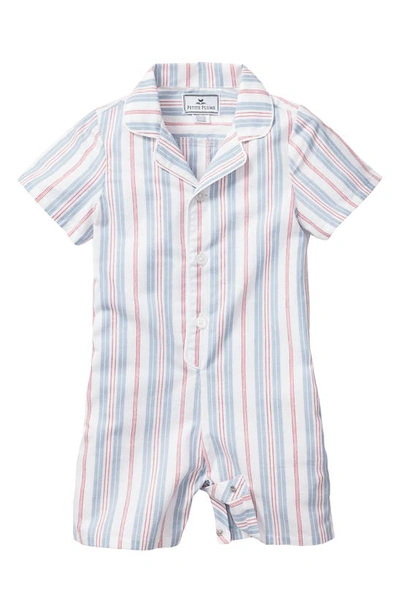 Petite Plume Babies' Cotton Blend One-piece Pajamas In Blue