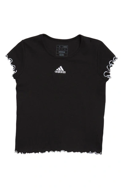 Adidas Originals Kids' Cotton Lettuce Edge T-shirt In Black