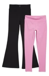 90 Degree By Reflex Kids' 2-pack High Waist Flare & Fitted Leggings In Opera Mauve/ Black