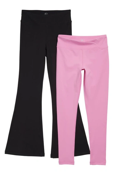 90 Degree By Reflex Kids' 2-pack High Waist Flare & Fitted Leggings In Opera Mauve/ Black