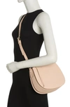 Allsaints Captain Round Leather Crossbody Bag In Alabaster Pink
