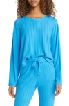 Bp. Cozy Rib Oversize Pajama Top In Blue Blithe